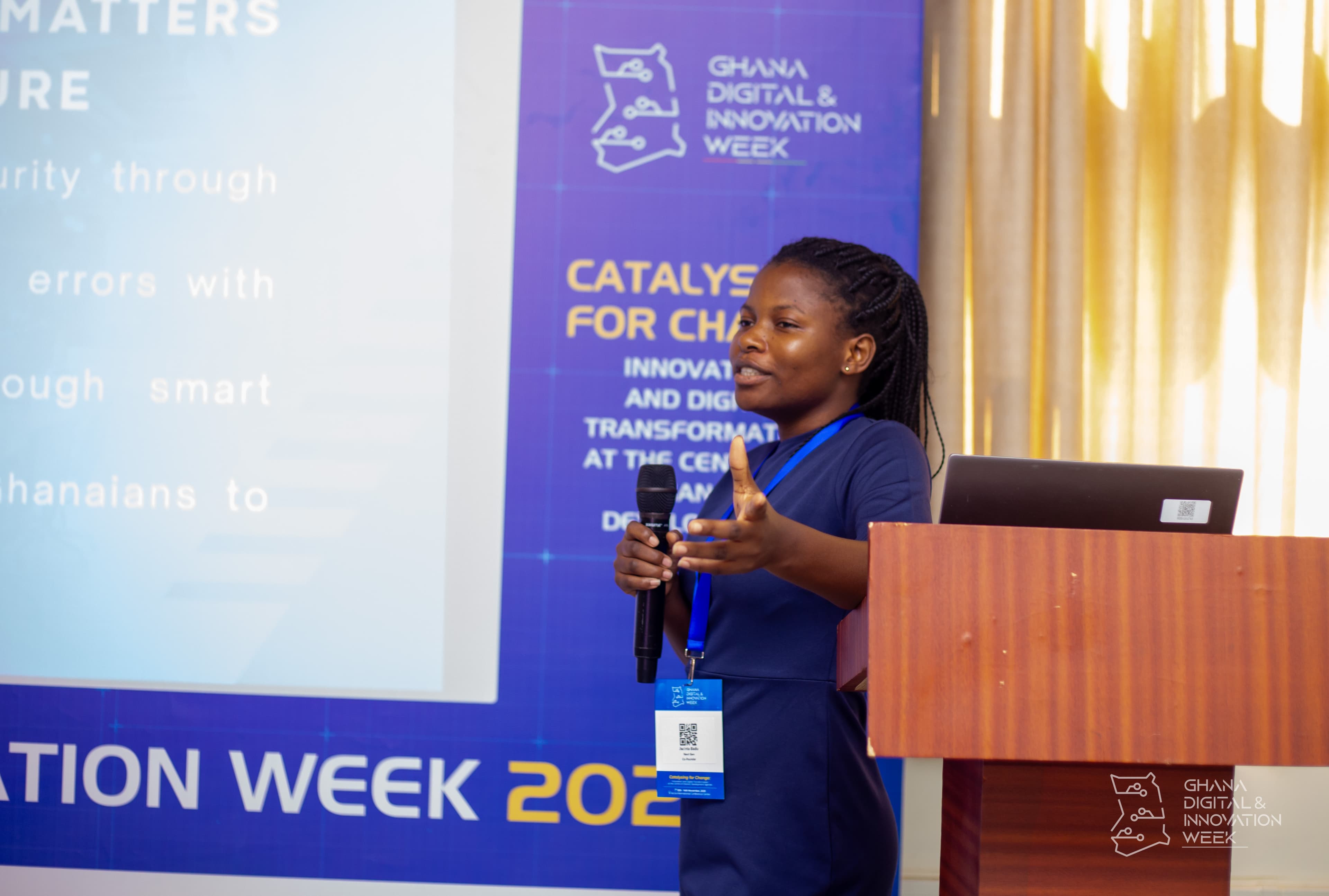 A facilitator speaking during the NextGen Data Lab session at Ghana Digital and Innovation Week 2025