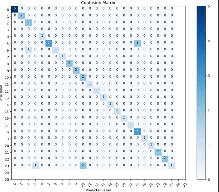 Confusion matrix for the pupil identity classes